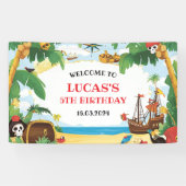 キッズパイレーツシップアホイマテイ誕生日ウェルカム 横断幕 (横)