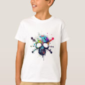 キッズパイレーツスカル&クロスボーンズ爆発カラー Tシャツ (正面)