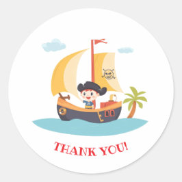 キッズパイレーツ船パーティーありがとう ラウンドシール