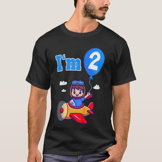 キッズパイロット飛行機飛行機I'm 2 Two Second Bir Tシャツ (正面)