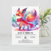 キッズパステルキツネ誕生日 招待状 (スタンド正面)