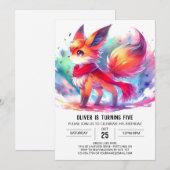 キッズパステルキツネ誕生日 招待状 (正面/裏面)