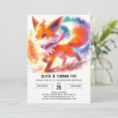 キッズパステルキツネ誕生日 招待状 (スタンド正面)