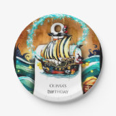 キッズパステルシップアドベンチャーパイレーツ誕生日 ペーパープレート (正面)