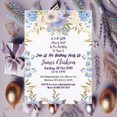 キッズパステルブルーリトルフラワーブドフローラ誕生日 招待状