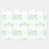 キッズパステル航空飛んでいる誕生日 ラッピングペーパーシート (正面3)