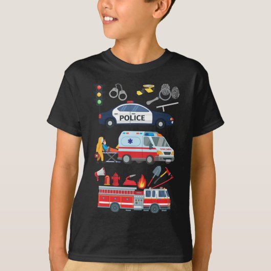 キッズパトカー消防車の救急車 Tシャツ (正面)