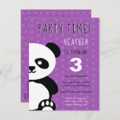 キッズパパーソナライズされたンダかわいいパープル誕生日 インビテーションポストカード (正面/裏面)