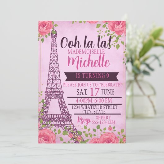 キッズパリバースデーパーティーカスタム 招待状 (スタンド正面)