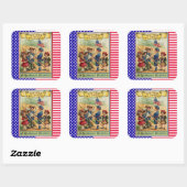 キッズパレード7月4日愛国国旗 スクエアシール (シート)