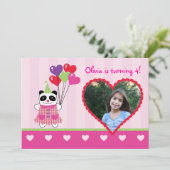 キッズパンダ·バレンタインの誕生日パーティーの写真インビタ 招待状 (スタンド正面)