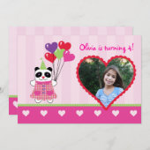 キッズパンダ·バレンタインの誕生日パーティーの写真インビタ 招待状 (正面/裏面)