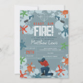 キッズパントモダンボールボーイズ誕生日パーティー 招待状 (正面)