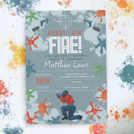 キッズパントモダンボールボーイズ誕生日パーティー 招待状