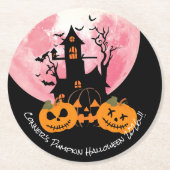 キッズパンプキンハローウィンパーティ ラウンドペーパーコースター (正面)