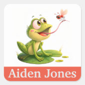 キッズパーソナライズされたのカラフル スクエアシール (正面)