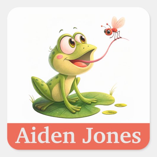 キッズパーソナライズされたのカラフル スクエアシール (正面)