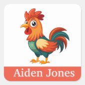 キッズパーソナライズされたのカラフル スクエアシール (正面)