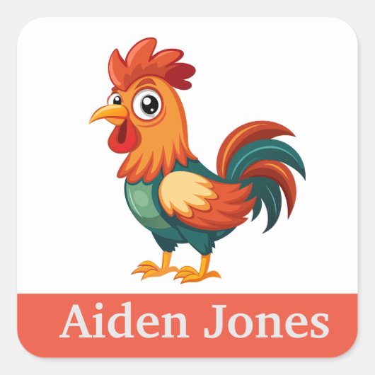 キッズパーソナライズされたのカラフル スクエアシール (正面)