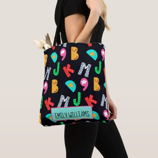 キッズパーソナライズされたアルファベットトートバッグ トートバッグ (クローズアップ)