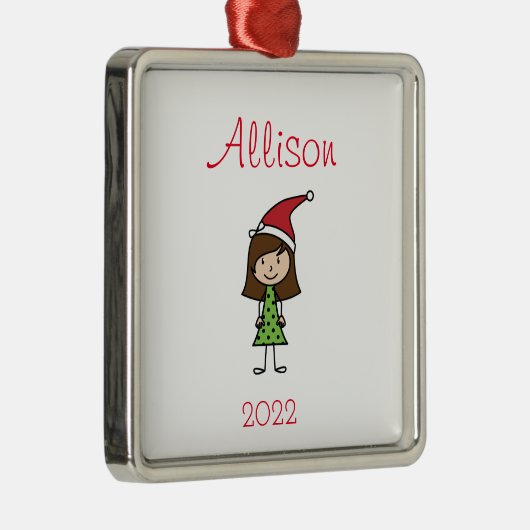 キッズパーソナライズされたキュートクリスマスホリデー メタルオーナメント (右)