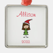 キッズパーソナライズされたキュートクリスマスホリデー メタルオーナメント (正面)
