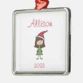 キッズパーソナライズされたキュートクリスマスホリデー メタルオーナメント (左)