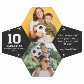 キッズパーソナライズされたサッカーの写真とカスタムメッセージ サッカーボール (フラット)