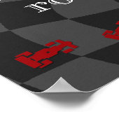 キッズパーソナライズされたネームテンプレート市松模様にレースカー ポスター (角)