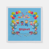 キッズパーソナライズされたハッピーバースデーカクテルナプキンス スタンダードカクテルナプキン (正面)