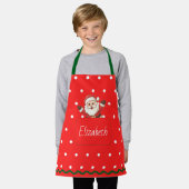 キッズパーソナライズされたフェスティバルクリスマスベーキング エプロン (着用した状態)