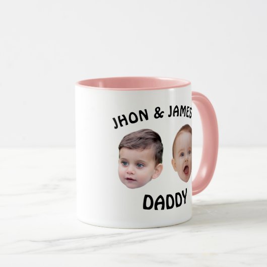 キッズパーソナライズされたベビー顔マグカップ | 2枚の写真パパマグカップ マグカップ (正面右)