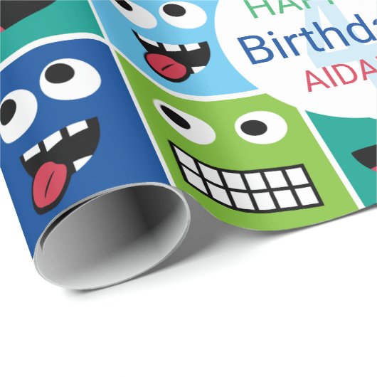 キッズパーソナライズされたモンスターバースデーパーティー年齢の追加 ラッピングペーパー (ロールコーナー)