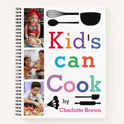 キッズパーソナライズされたレシピブック – 写真の追加 ノートブック (正面)