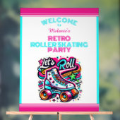 キッズパーソナライズされたレトロスケートパーティーウェルカムサイン アクリルサイン (ニュートラル)