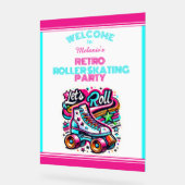 キッズパーソナライズされたレトロスケートパーティーウェルカムサイン アクリルサイン (傾斜)