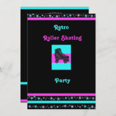 キッズパーソナライズされたレトロローラスケートで滑る招待状 招待状 (正面/裏面)