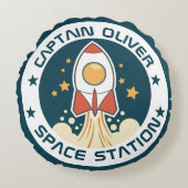 キッズパーソナライズされた宇宙船 ラウンドクッション (正面)