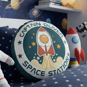 キッズパーソナライズされた宇宙船 ラウンドクッション