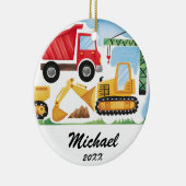 キッズパーソナライズされた建築車、ダンプトラック セラミックオーナメント (右)