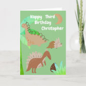 キッズパーソナライズされた恐竜の名前と年齢誕生日 カード (正面)