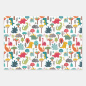 キッズパーソナライズされた恐竜の森カラフル ラッピングペーパーシート (正面3)