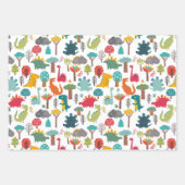 キッズパーソナライズされた恐竜の森カラフル ラッピングペーパーシート (正面)