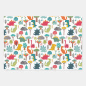 キッズパーソナライズされた恐竜の森カラフル ラッピングペーパーシート (正面3)