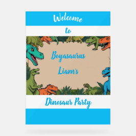 キッズパーソナライズされた恐竜パーティーウェルカムサイン アクリルサイン