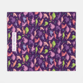 キッズパーソナライズされた恐竜ピンクパープルガール フリースブランケット (正面(横))