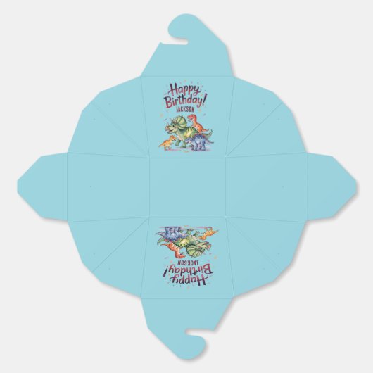 キッズパーソナライズされた恐竜誕生日 フェイバーボックス (見開き)