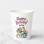 キッズパーソナライズされた恐竜誕生日 紙コップ (正面)