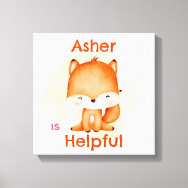 キッズパーソナライズされた肯定デコ | オレンジキツネ キャンバスプリント