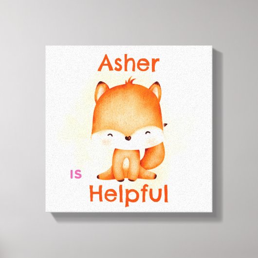 キッズパーソナライズされた肯定デコ | オレンジキツネ キャンバスプリント (正面)